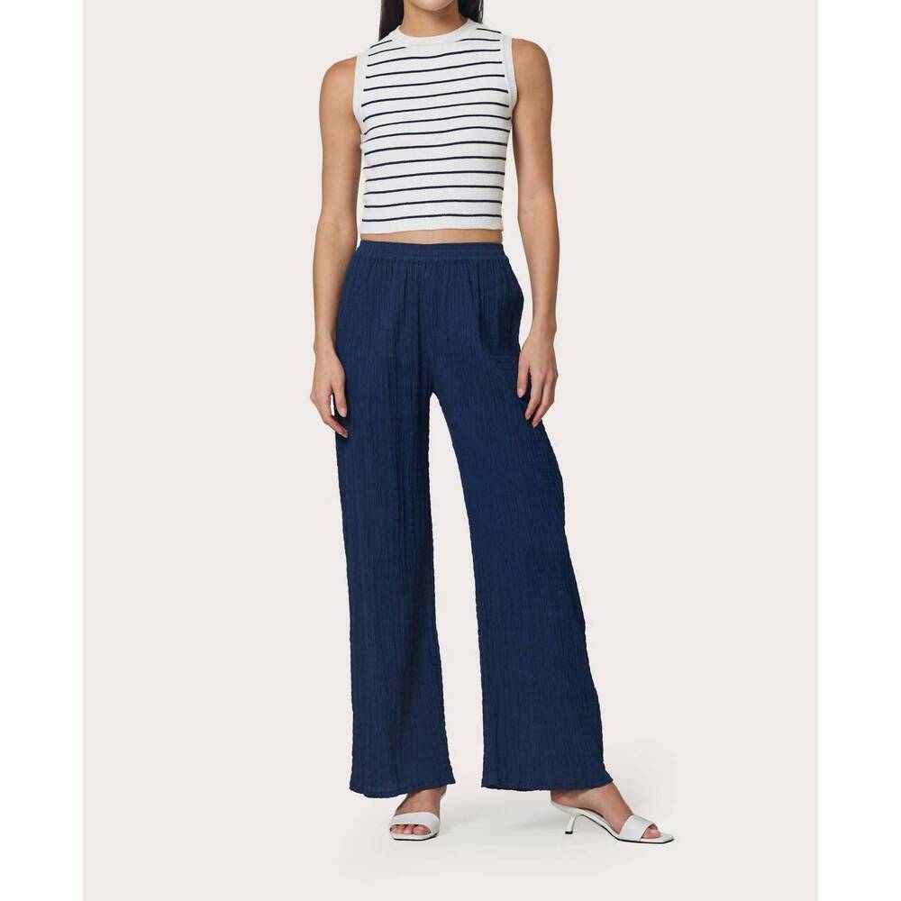 NEW LUSANA slip on wide leg pants in indigo